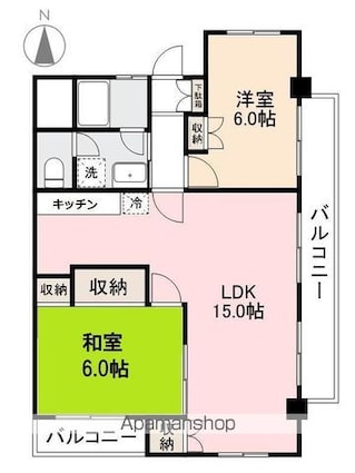 香川県高松市香西本町[2LDK/57.47m2]の間取図