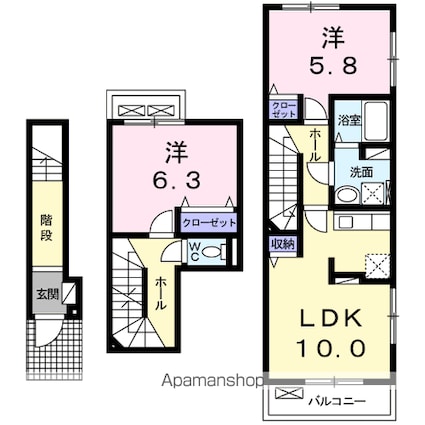 ウエストビレッジ　Ⅱ[2LDK/61.7m2]の間取図