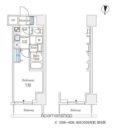 ラティエラ練馬[1K/26.21m2]の間取図