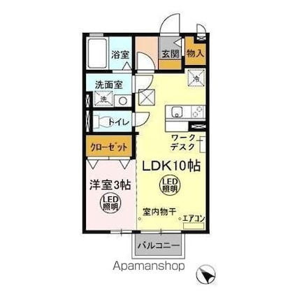 ルミエール[1LDK/33.39m2]の間取図