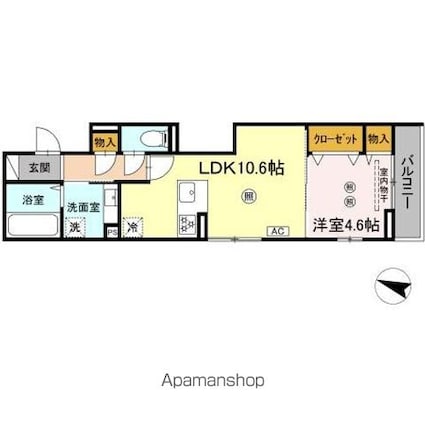 パークコート東雲[1LDK/41.16m2]の間取図
