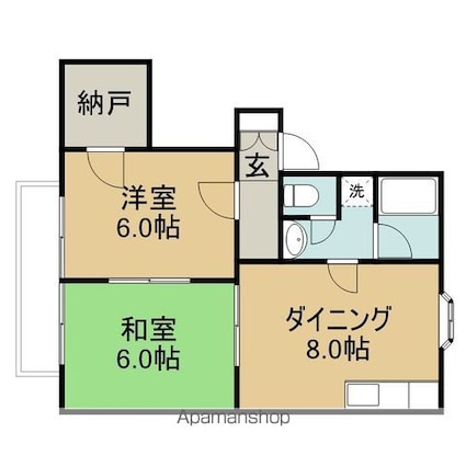 下田ハイツ松尾第２[2DK/47.2m2]の間取図