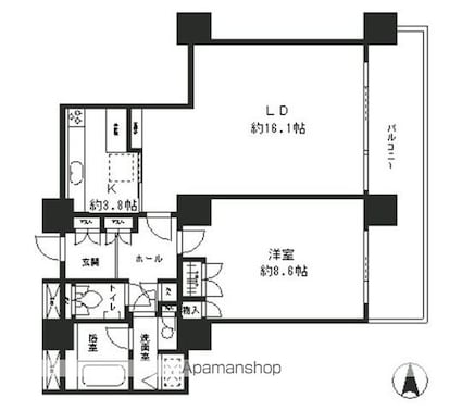 リバーポイントタワー[1LDK/65.22m2]の間取図