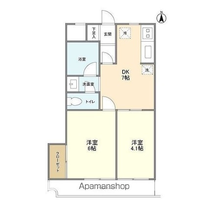 コスモスマンション東村山[2DK/35.64m2]の間取図