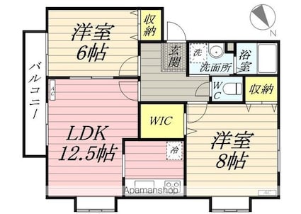 ボヌール　Ｂ[2LDK/60.88m2]の間取図