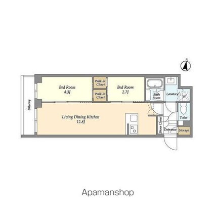 アジールコート練馬中村橋[2LDK/44.72m2]の間取図