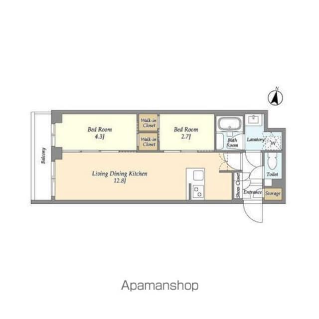 アジールコート練馬中村橋[2LDK/44.72m2]の間取図