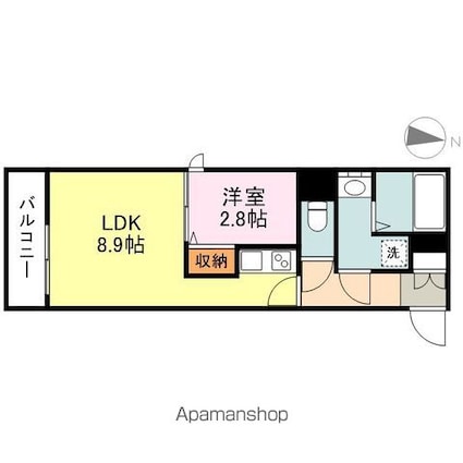 月光福山三吉町[1LDK/29.73m2]の間取図