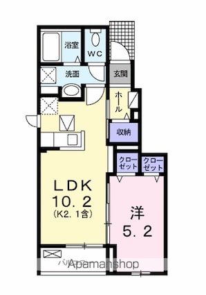 ティグレ[1LDK/38.01m2]の間取図