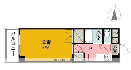 ジョイフル第３今市[1K/23.08m2]の間取図