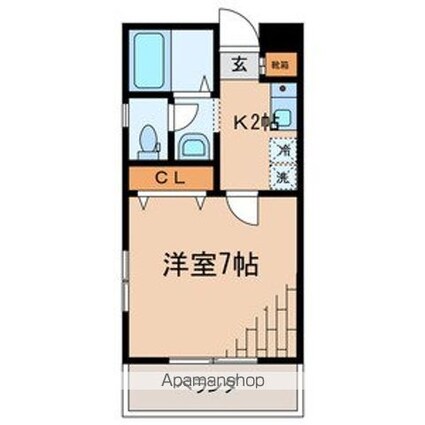 ルーチェ[1K/22.68m2]の間取図