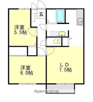 岡山県倉敷市中島[2LDK/54.16m2]の間取図