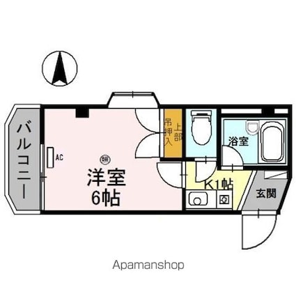 和歌山県和歌山市手平３丁目[1K/17.64m2]の間取図
