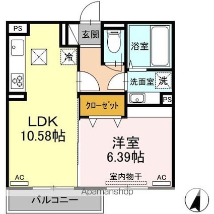 サニーハイツ[1LDK/40.85m2]の間取図