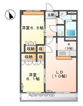 和歌山県和歌山市松江北７丁目[2LDK/57.75m2]の間取図