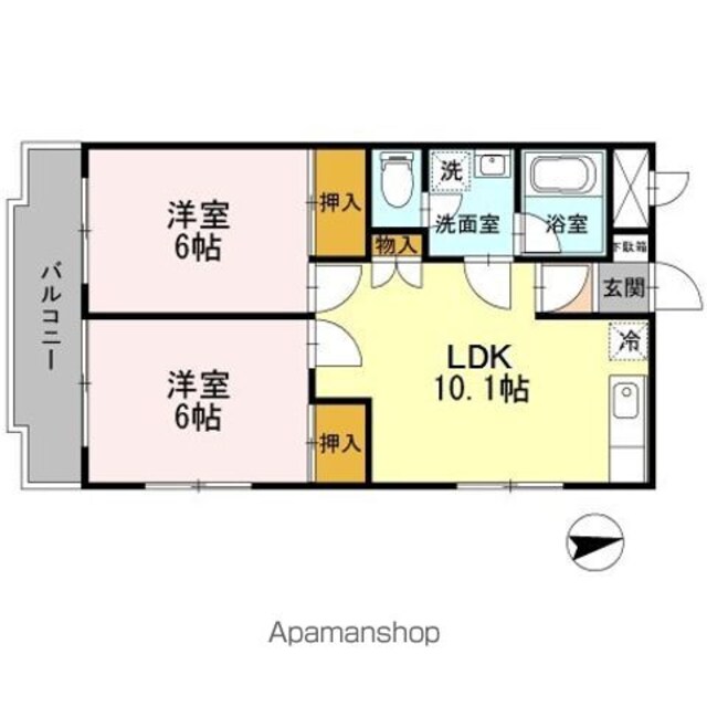 清水マンション[2LDK/49.5m2]の間取図