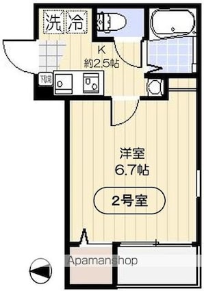 アイルグラン[1K/20.55m2]の間取図