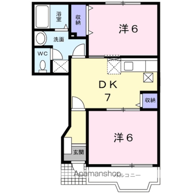 ヒルズ・コート[2DK/46.06m2]の間取図