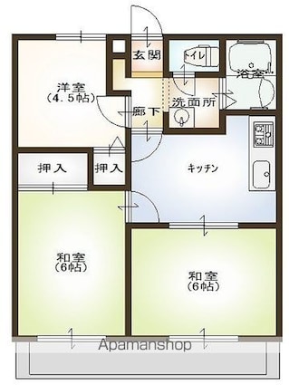 滋賀県東近江市建部上中町[3DK/47.5m2]の間取図