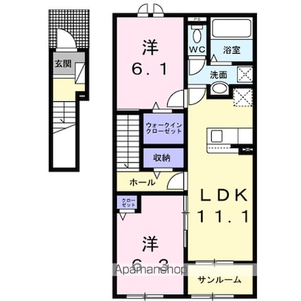 セイバリーＧ[2LDK/62.05m2]の間取図