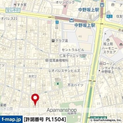東京都中野区本町２丁目[1K/25.2m2]の周辺