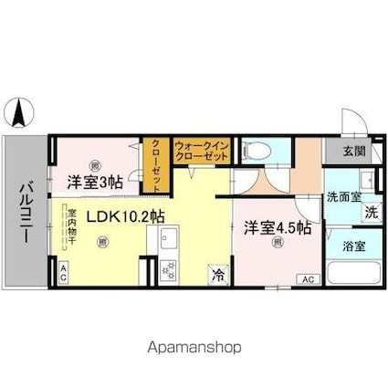 ＢＲＡＮＳＩＡ瀬田（ブランシア）[2LDK/46.02m2]の間取図