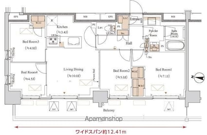 ブランシエスタ木場[4LDK/75.85m2]の間取図