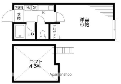 プランツ四季[1K/17.95m2]の間取図