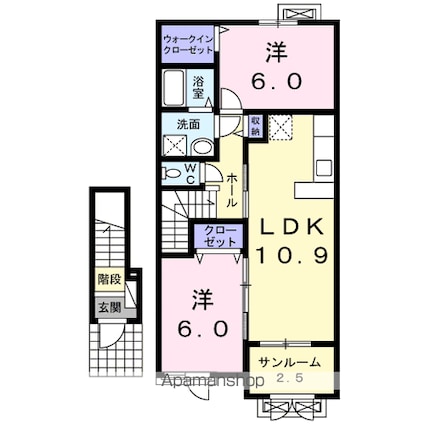 サニー　セイバリ　Ⅳ[2LDK/61.45m2]の間取図