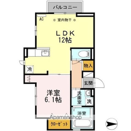 ｍｉｙａｂｉ[1LDK/43.85m2]の間取図