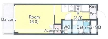 東京都昭島市大神町２丁目[1K/20.11m2]の間取図