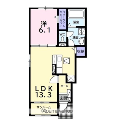 エスパース　ボヌール[1LDK/50.01m2]の間取図