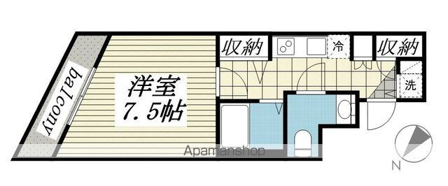 メゾン・ド・ヴィレ目黒[1K/25.78m2]の間取図