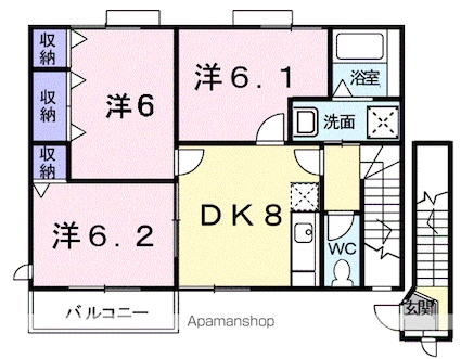 クレストール葵[3DK/63.55m2]の間取図
