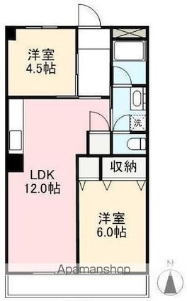 香川県高松市高松町[2LDK/49.4m2]の間取図