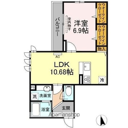 ヴィラルミナス羽根木[1LDK/42.94m2]の間取図