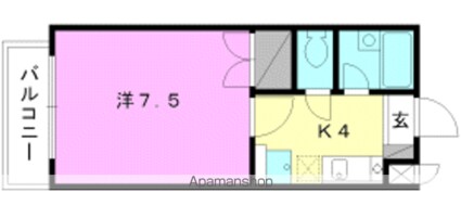 湯築ロジュマン[1K/22.94m2]の間取図