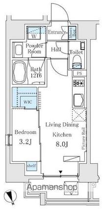 イプセ御成門[1LDK/30m2]の間取図
