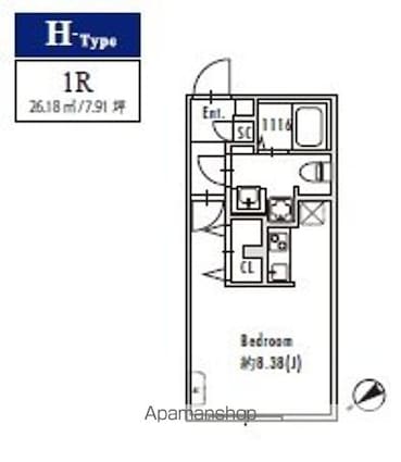 ＧＲＡＮＰＡＳＥＯ下北沢[1R/26.18m2]の間取図