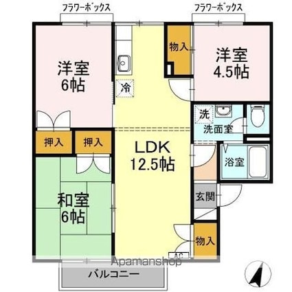 セジュール・レヴァン　Ｂ[3LDK/62.85m2]の間取図