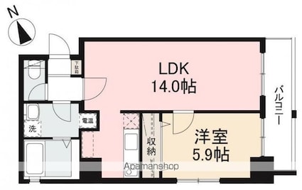 パサル藤塚[1LDK/45.32m2]の間取図