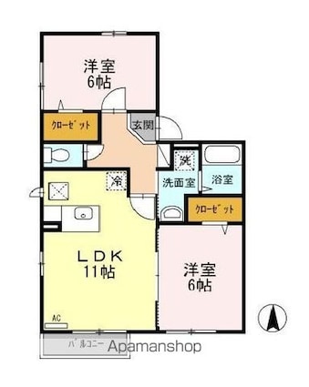 東京都国立市中３丁目[2LDK/55m2]の間取図