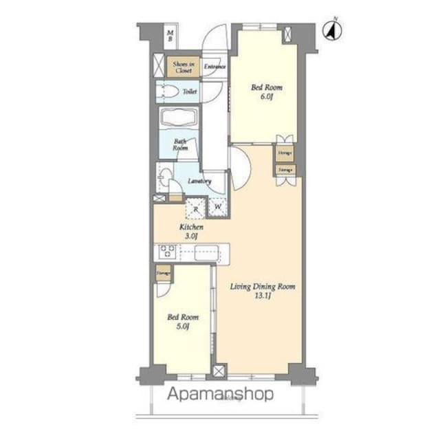 ＢＬＥＳＳ中野弥生町[2LDK/60.27m2]の間取図