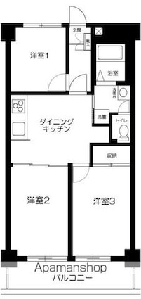 リシェル氷川台[3DK/55m2]の間取図
