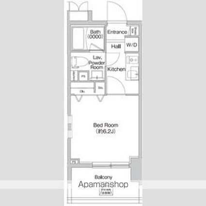 プライムアーバン神楽坂[1K/20.86m2]の間取図