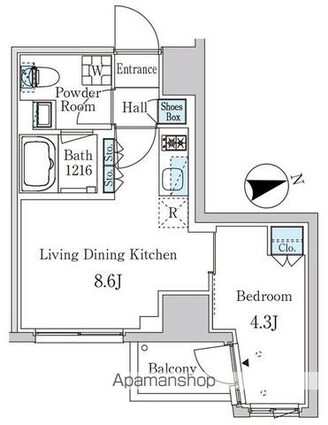 ザ・ライオンズフォーシア外神田[1LDK/30.69m2]の間取図