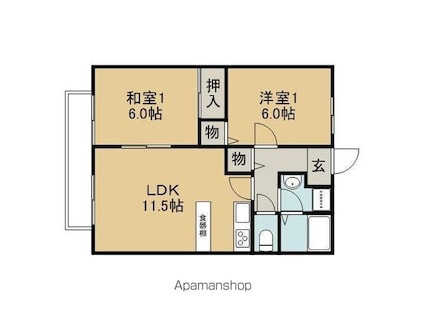 ラフィネ大林[2LDK/54m2]の間取図