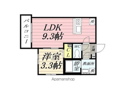 東京都羽村市緑ヶ丘１丁目[1LDK/29.74m2]の間取図