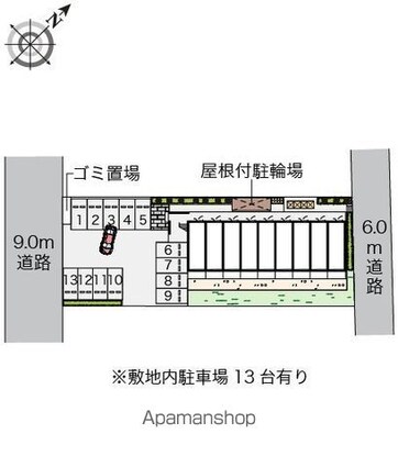 レオパレスハポネスⅢ[1K/20.81m2]の配置図