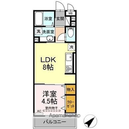 プランドールＮ　ＩＩ[1LDK/33.34m2]の間取図